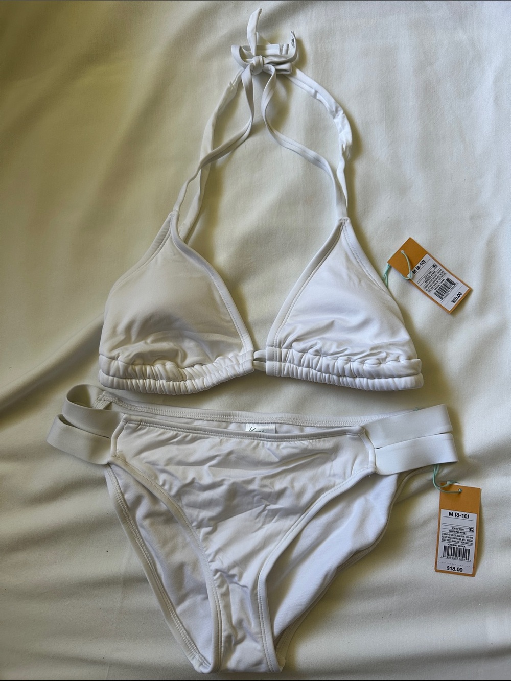 Kona Sol White Triangle Halter Bikini Set